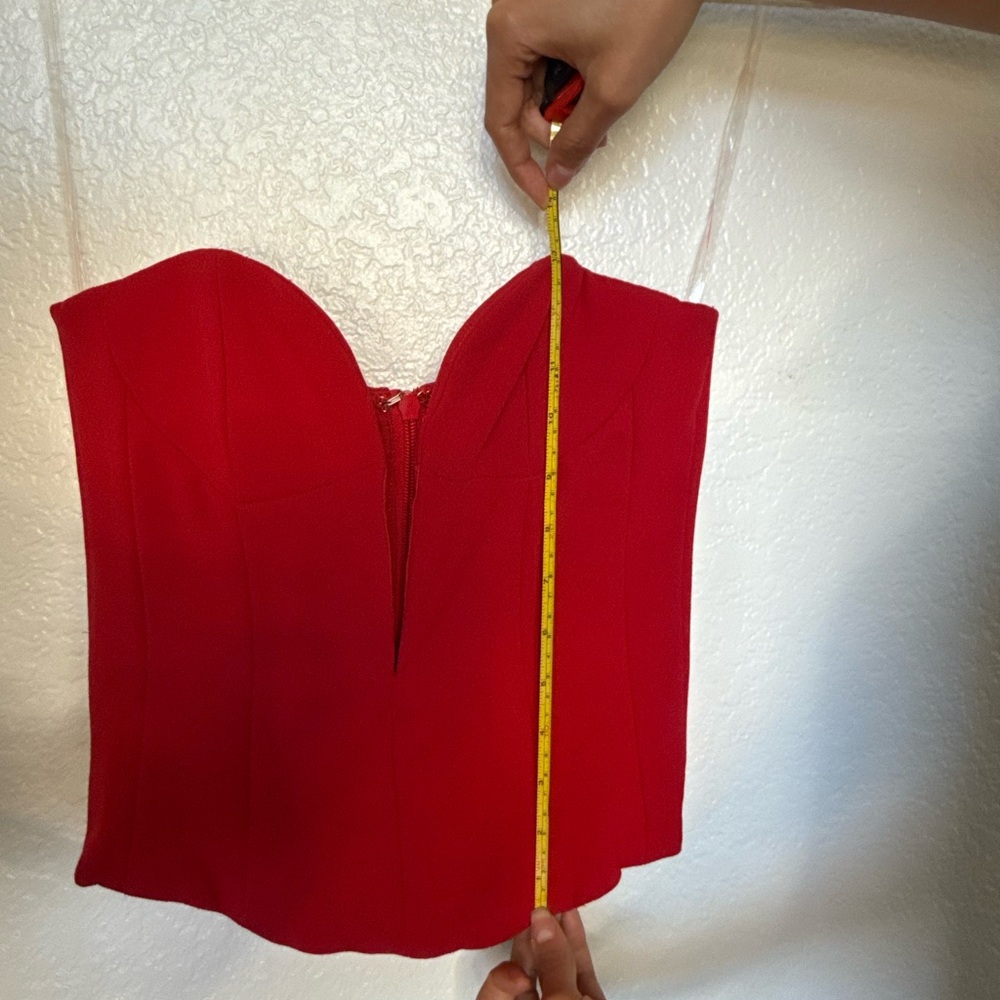 House of CB Red Strapless Corset Crop Top - Picture 6 of 6